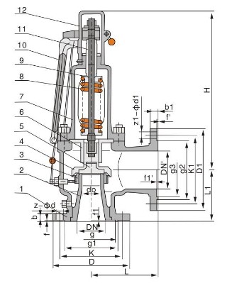 A48型全启式安全阀结构图