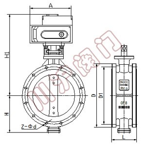 电动法兰蝶阀 结构图