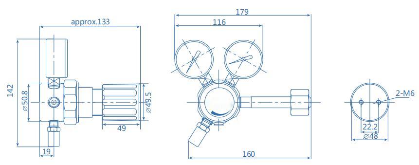 CHY-2型气体减压阀外型尺寸