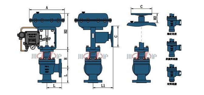 气动角式调节阀结构图