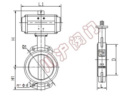 气动对夹蝶阀结构图