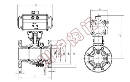 气动法兰球阀结构图