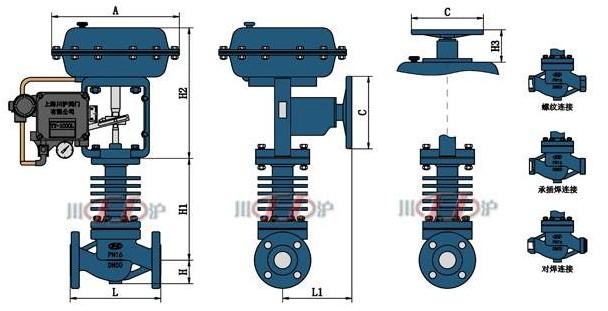 气动高温调节阀结构图