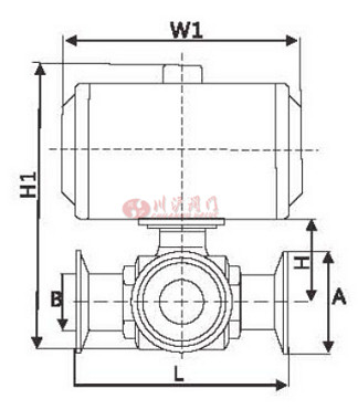 气动三通卫生级球阀结构图