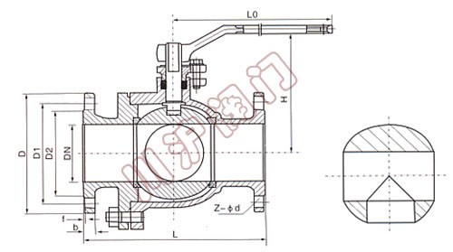 三通法兰球阀结构图